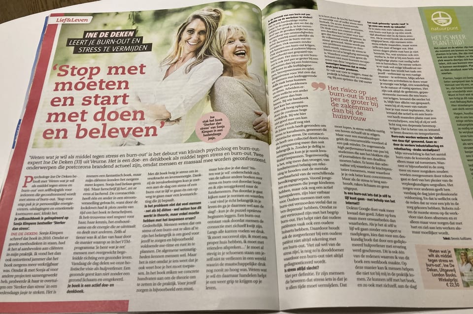 Magazinespread 'Stop met móeten en start met doen en beleven'
